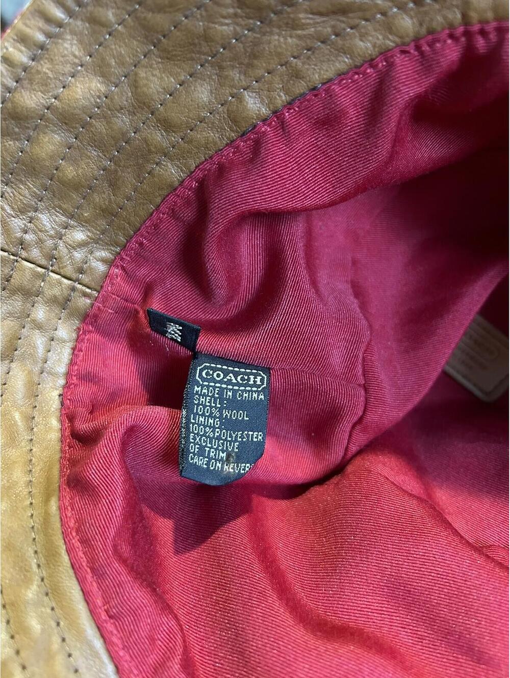 COACH Tartan Plaid WOOL Hat With Leather Trim Size M/L - Picture 4 of 9